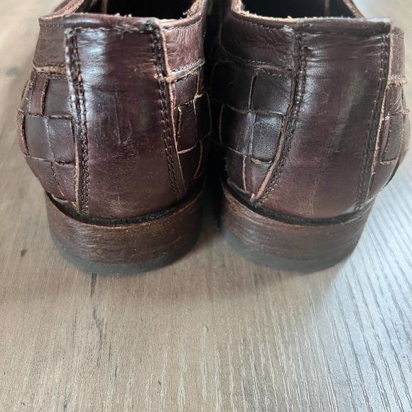 Frye Manny Woven Oxford Braided Leather Lace Up Loafer Boho Career Brown 8.5 - Picture 6 of 7